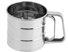Semi-Automatic Baking Cooking Tool Shiny Stainless Steel Cup Flour Duster Sifter Filter Strainer-3