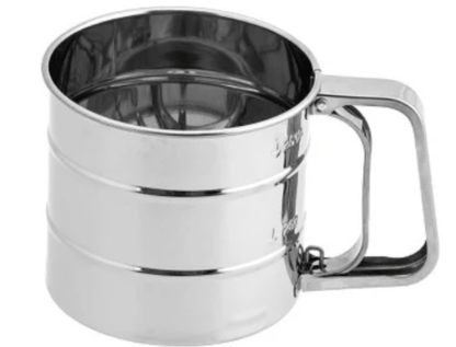 Semi-Automatic Baking Cooking Tool Shiny Stainless Steel Cup Flour Duster Sifter Filter Strainer