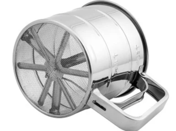 Semi-Automatic Baking Cooking Tool Shiny Stainless Steel Cup Flour Duster Sifter Filter Strainer-4