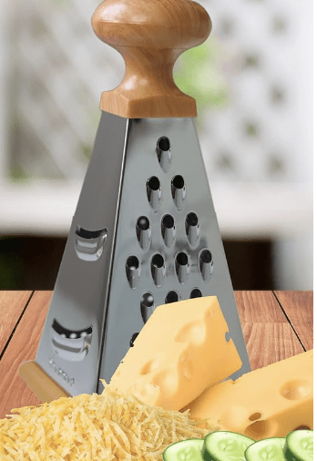 Chefline Multi Slicer42 - Sc13 Kitchen Grater Square Grater Stainless Steel with Non-Slip Base 20 cm High 4 Grating Surfaces Grater for Vegetables, Fruits, Cheese, Tower Grater, Stainless Steel Grater, Slicer