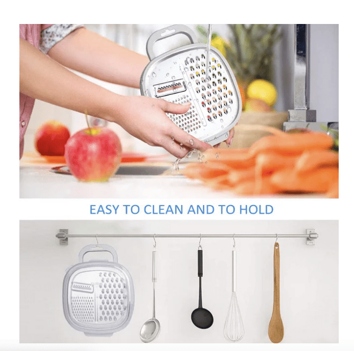 Chefline Multi Slicer31 - Sc09 Cheese Grater Citrus Lemon Zester with Food Storage Container & Lid - Perfect For Hard Parmesan Or Soft Cheddar Cheeses, Ginger, Vegetables, Butter, Chocolate & Nutmeg,F54820