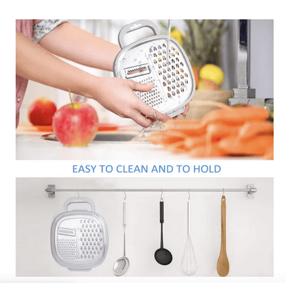 Chefline Multi Slicer31 - Sc09 Cheese Grater Citrus Lemon Zester with Food Storage Container & Lid - Perfect For Hard Parmesan Or Soft Cheddar Cheeses, Ginger, Vegetables, Butter, Chocolate & Nutmeg,F54820