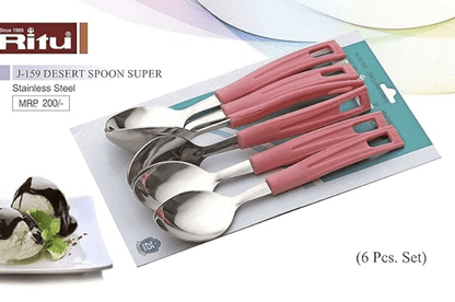 Ritu Aluminum Desert Spoon Set, 6-Pieces, Assorted Colors, Standard