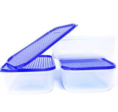 Mahaware Modular Jolly Polka Plastic Container Set, 1200ml,Set of 3 Pieces, Blue-2