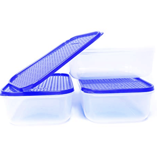 Mahaware Modular Jolly Polka Plastic Container Set, 1200ml,Set of 3 Pieces, Blue