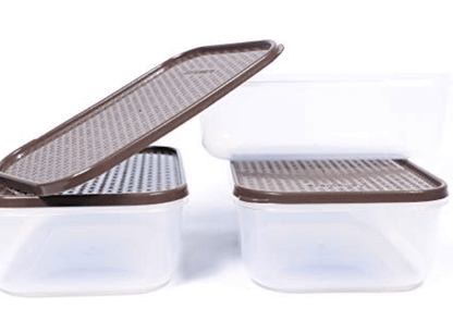 Mahaware Modular Jolly Polka Plastic Container Set, 1200ml,Set of 3 Pieces, Blue