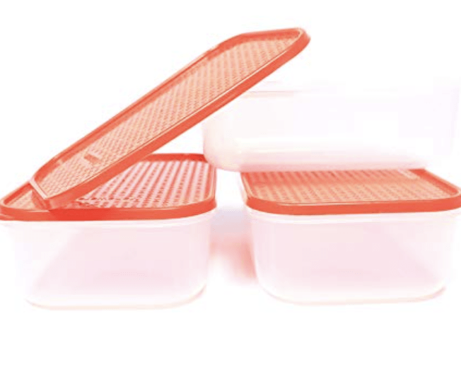 Mahaware Modular Jolly Polka Plastic Container Set, 1200ml,Set of 3 Pieces, Blue-3