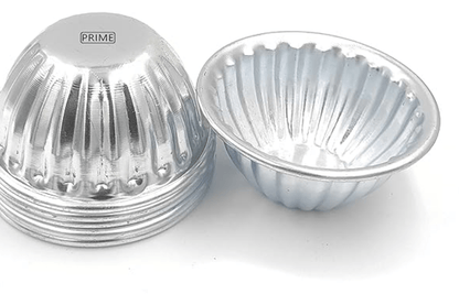 பேக்கர்கள் மற்றும் மோல்டர்கள் அலுமினிய கிண்ண வடிவ மினி மோல்டுகள் பேக்கிங் மோல்ட் கேக்/புட்டிங்/ஓவனுக்கான ஜெல்லி கோப்பை - 6 துண்டுகள் 