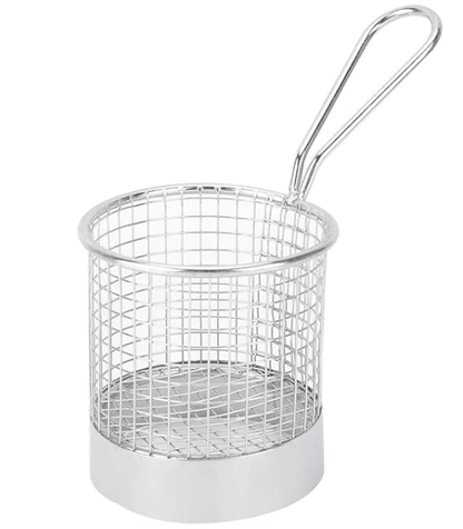 2 in1 Stainless Steel Round Basket for Frying Food or Placing Deep-Fried Chips, Snacks and Desserts, Essential Tool of Kitchen,Durable.