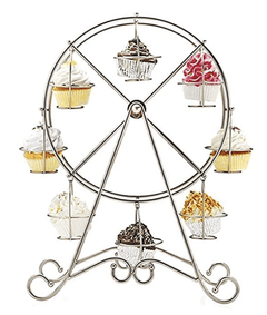 Star Home Decor Metal Cake Stand, Cupcake and Dessert Stand, Tea Party Pastry Serving Platter (3 T Round) (Ferris Wheel White)-1