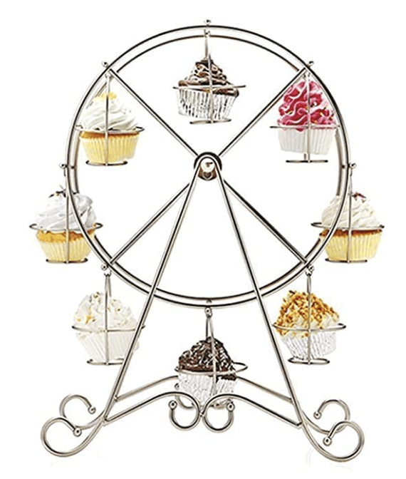 Star Home Decor Metal Cake Stand, Cupcake and Dessert Stand, Tea Party Pastry Serving Platter (3 T Round) (Ferris Wheel White)-1