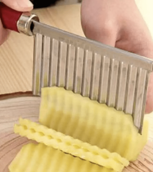 வ்ராக்ஸி கிச்சன் பிளாஸ்டிக் க்ரிங்கிள் கட் கத்தி காய்கறி உருளைக்கிழங்கு சிப் கட்டர் பிரஞ்சு பொரியல், வெங்காயம், பழம், சிப், சாலட், கட்டர் கத்தி கருவி (1 துண்டுகள்)