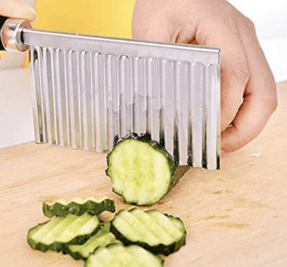 வ்ராக்ஸி கிச்சன் பிளாஸ்டிக் க்ரிங்கிள் கட் கத்தி காய்கறி உருளைக்கிழங்கு சிப் கட்டர் பிரஞ்சு பொரியல், வெங்காயம், பழம், சிப், சாலட், கட்டர் கத்தி கருவி (1 துண்டுகள்)