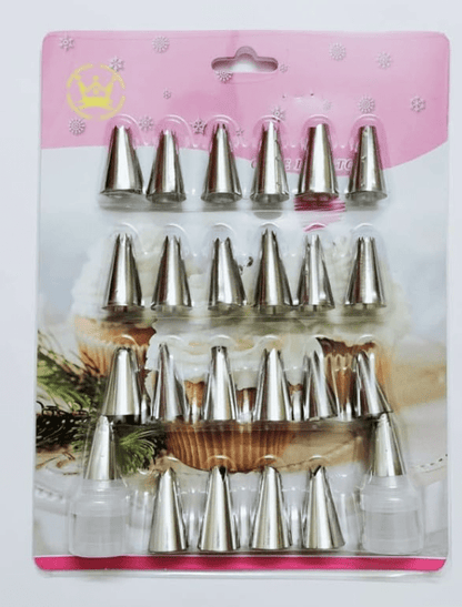 Flair Stainless Steel Nozzle 24Pc Pad Cake Decorating Tool & Big Silicon Brush with Stainless Steel Handle - Multicolor