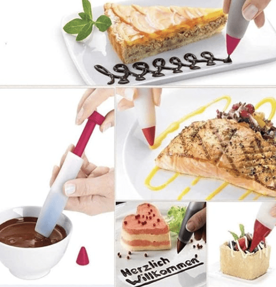 Silicone Writing Pen Cake Pastry Chocolate Baking Gadgets,Cake Cookie Pastry Cream Chocolate Icing Decorating Syringe
