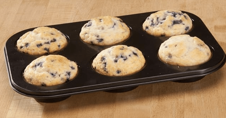 Reusable Non-Stick Carbon Steel Biscuit, Brownie, Dessert,Mini loaf, Cupcake Muffin Mould Tray pan for Microwave Oven for Home Baking Tools(Black/1 pcs) (6 Cavity Small)