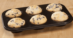 Reusable Non-Stick Carbon Steel Biscuit, Brownie, Dessert,Mini loaf, Cupcake Muffin Mould Tray pan for Microwave Oven for Home Baking Tools(Black/1 pcs) (6 Cavity Small)-3