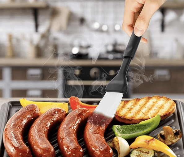 RamPro Plastic Basting Brush Black Food Grade Pastry Brush Set Heat Resistant Sauce Kitchen Brush for Baking and Cooking Pack of 2