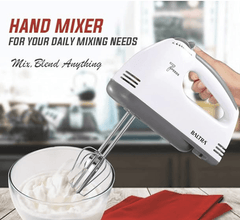 Baltra Rider Electric Hand Mixer Blender , Egg cake Beater for Kitchen With Stainless Steel Attachments, 7 -Speed, Includes; Beaters, Dough Hooks, white-1