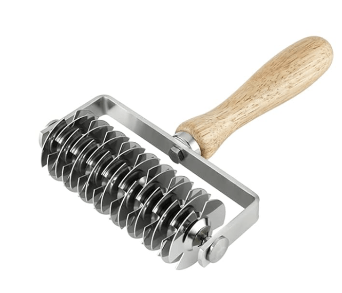 Stainless Steel Dough Lattice Roller Cutter with Wood Handle,Cookie Pie Dessert Pizza Bread Pastry Cr-3