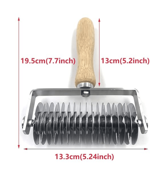 Stainless Steel Dough Lattice Roller Cutter with Wood Handle,Cookie Pie Dessert Pizza Bread Pastry Cr-2