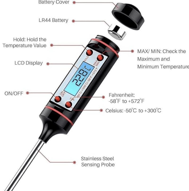 Digital Lcd Cooking Food Meat Probe Kitchen Bbq Thermometer Temperature Test Pen, instant read thermometer for Industrial, Grill, Candy, Milk, Oil, Liquid, Lab Chemical (5.9 Inches)-2