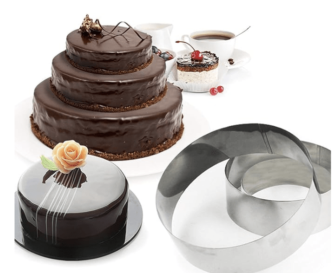Expresso Stainless Steel 3 Sizes Round Shape Molding Plating Forming Cake Mousse Rings, Set of 3