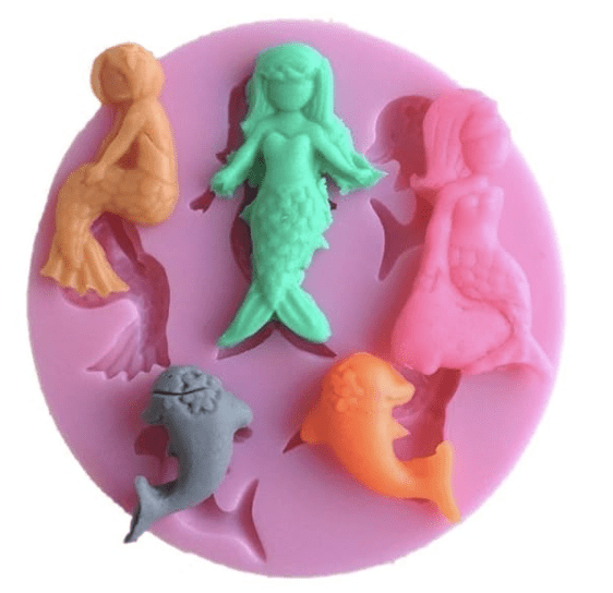 Pretty Mermaid Shaped 3D Silicone Cake Fondant Mold Cake Decoration Tools Soap Candle Moulds Sugar Paste Sugar Craft DIY Moulds-2