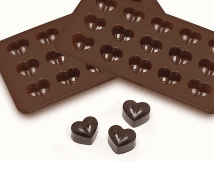 Homaxa 15 Slot Silicone Heart Shape Chocolate, Jelly Candy Mould,21.5 x 1.50 x 10.50 cm, Brown