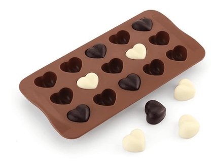 Homaxa 15 Slot Silicone Heart Shape Chocolate, Jelly Candy Mould,21.5 x 1.50 x 10.50 cm, Brown