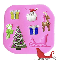 Silicone Baking Mold Fondant Candy Making Molds Cupcake Christmas Tree Sled Santa Claus Deer DIY-2