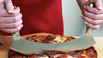 Double Handle Pizza Cutter - Rocker Style Slicer Dicing Knife