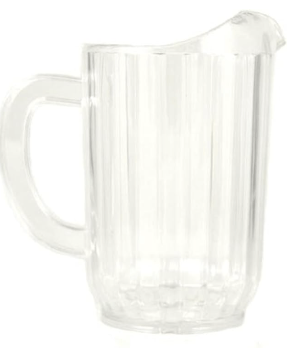 32 Oz. (Ounce) Water Beverage Serving Pitchers, Beer Pitcher, Restaurant Grade Heavy-Duty SAN Material Plastic Pitcher - Clear