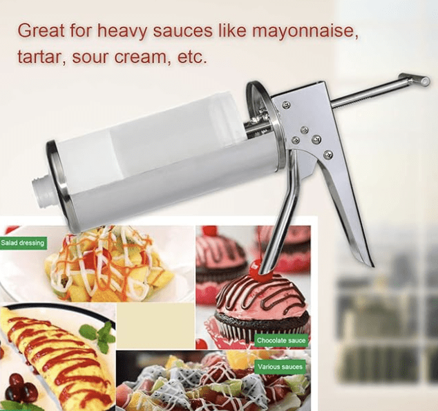 Mayonaisse Gun Pro Silver Handheld 0.3 oz. Sauce Dispenser for Commercial Home Kitchen