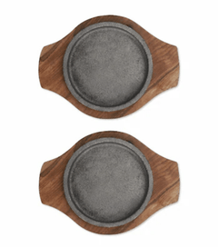 Cast Iron Sizzler Plate (5 inch) with Wooden Base (8*6 inch) 1 Piece-1