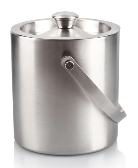 Double-Wall Stainless Steel Insulated Ice Bucket Carrying Handle, Great for Home Bar Matt Design 15cm/ Silver (Pack of 1Pc)