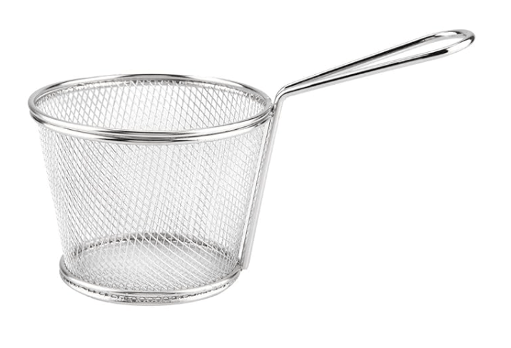 Stainless Steel Deep Fry Basket Round Wire Mesh French Chip Frying Serving Food Presentation Tableware Food Presentation Strainer Potato Cooking Tool
