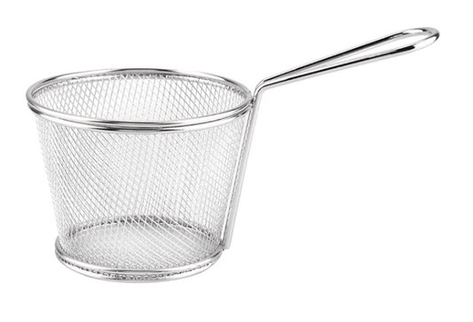 Stainless Steel Deep Fry Basket Round Wire Mesh French Chip Frying Serving Food Presentation Tableware Food Presentation Strainer Potato Cooking Tool