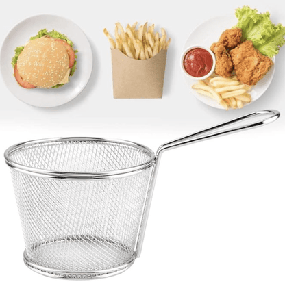 Stainless Steel Deep Fry Basket Round Wire Mesh French Chip Frying Serving Food Presentation Tableware Food Presentation Strainer Potato Cooking Tool