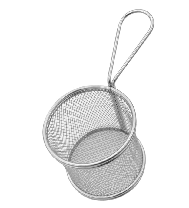 marketing Fryer Stainless Steel Strainer 1 pc Frying Basket Stainless Steel Mesh Cooking Colander Kitchen Tools Oil Strainer for Home Cafes Restaurants Bar Stainer Steel Strainer Metal Strainer