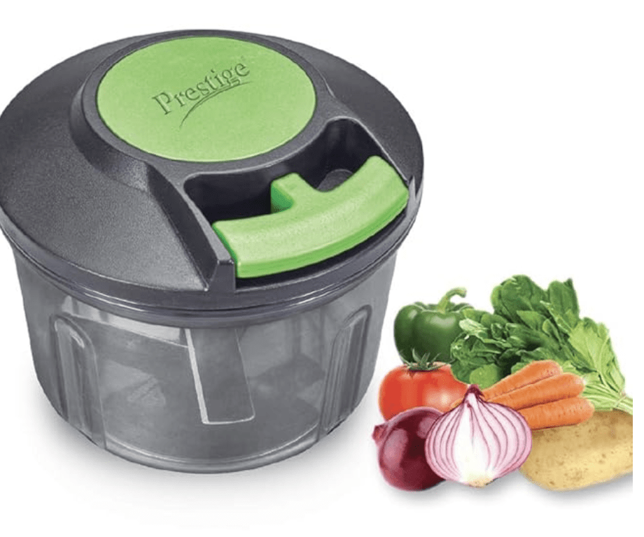 Prestige PVC 8.0 Veggie Cutter with 3 Stainless Steel Blades (Jumbo Bowl) (Black and Green)
