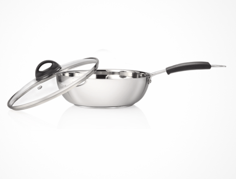 SS Premier Stainless Steel Sandwich Bottom Kadai With Glass Lid 24 Cm-1