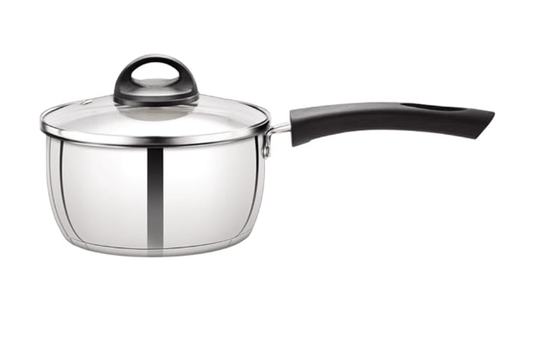 Premier Stainless Steel IInduction Base Saucepan 20cm with Glass Lid