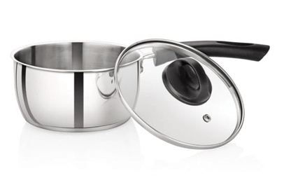 Premier Stainless Steel IInduction Base Saucepan 20cm with Glass Lid