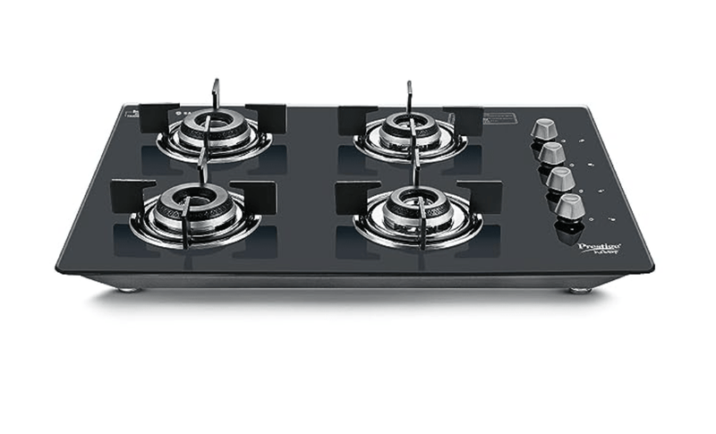 Prestige Desire Hobtop PHTD 04 AI Black L P Gas Table(with 8mm Thick Superior Toughened Glass Top, 4 Sabaf Burners, Auto Ignition)-1