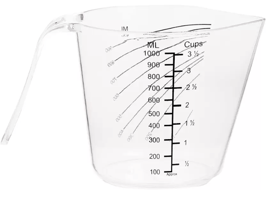 All Time Clear Plastic Measuring Baking Cups Handle Pour Spout Container Measuring Cup  (1000 ml)