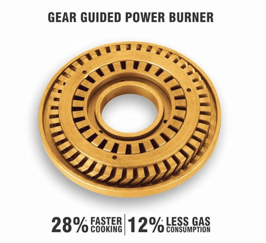 Preethi Bluflame Sparkle Power Duo 3 Burner Glass top Gas Stove with Power Burner and Swirl flame technology, saves gas and cooks faster, Manual Ignition, Black