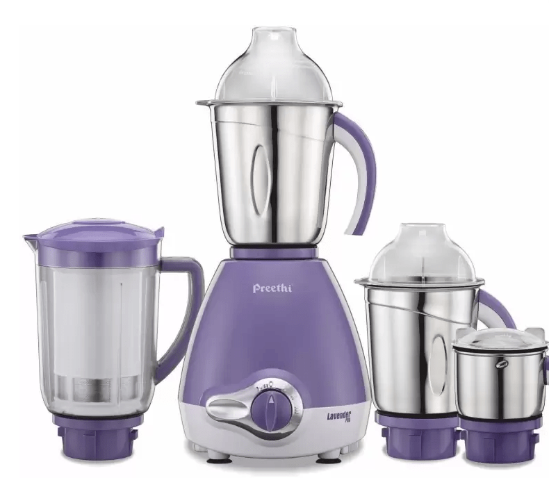 Preethi Lavender Pro MG 185 600 Mixer Grinder (4 Jars, Blue)