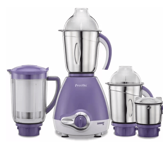 Preethi Lavender Pro MG 185 600 Mixer Grinder (4 Jars, Blue)
