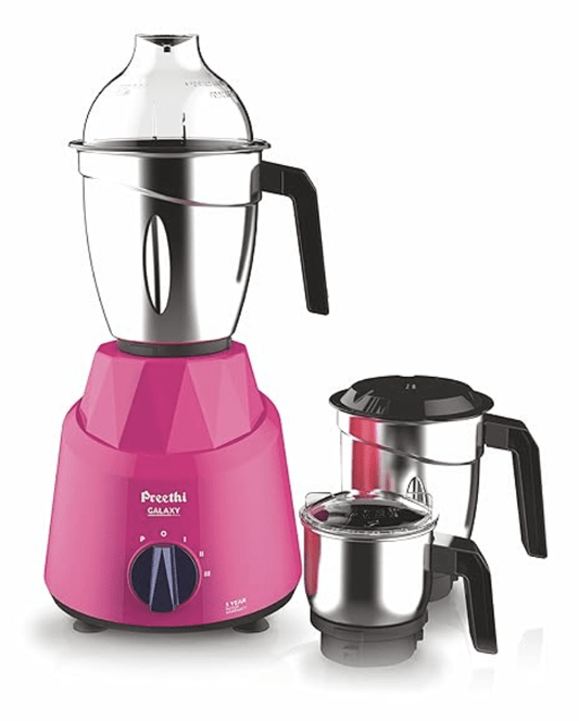 Preethi Galaxy MG225 Mixer Grinder, 750 watt, Pink, 3 Jars, Vega W5 Motor with 5yr Warranty & Lifelong Free Service |Plastic